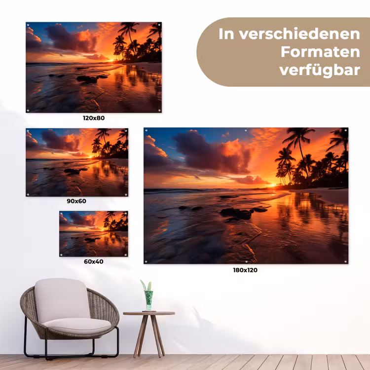 Tropische Zonsondergang tuinposter los doek klein -Xsfeer9_DE