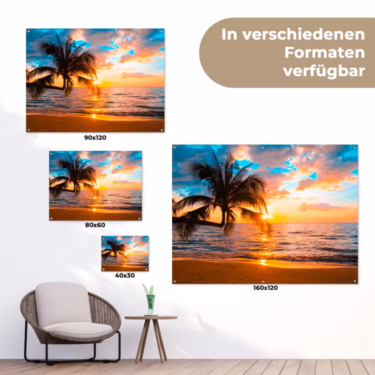 Tropische Zonsondergang aan Zee tuinposter los doek klein -Xsfeer9_DE