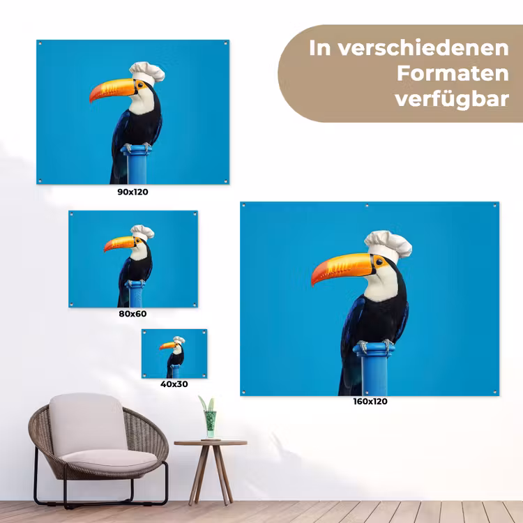 Tucan - Sokkel - Vogel - Koksmuts tuinposter los doek klein -Xsfeer9_DE