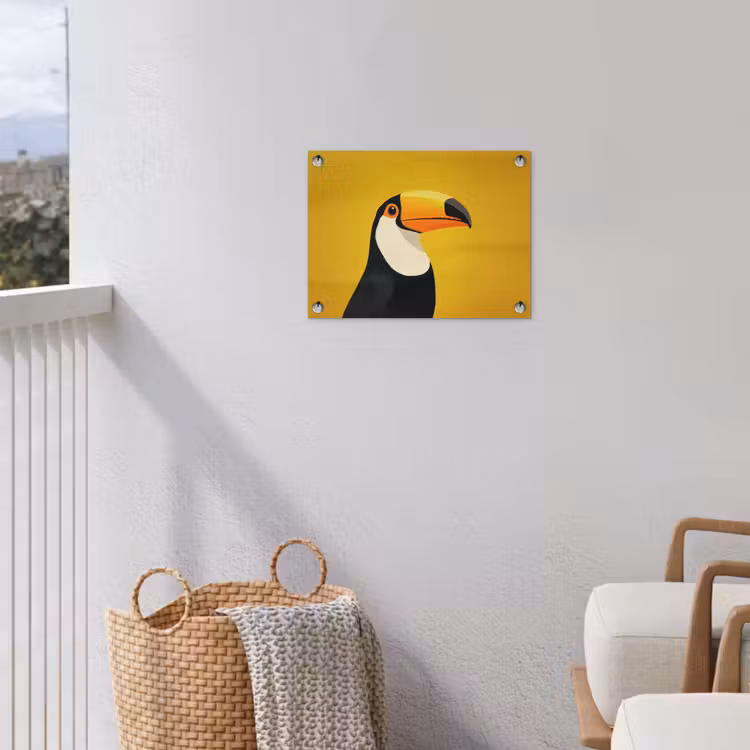 Toekan - Minimalistisch - Snavel - Oranje tuinposter los doek klein -sfeer8