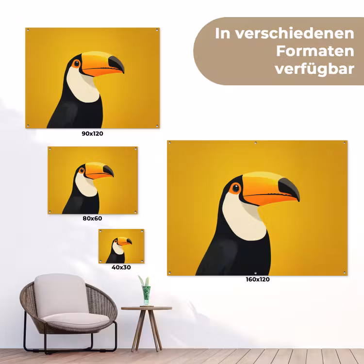Toekan - Minimalistisch - Snavel - Oranje tuinposter los doek klein -Xsfeer9_DE