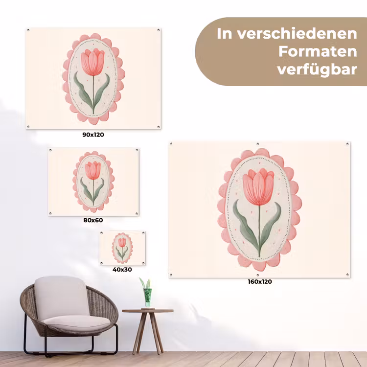 Tulp - Lijst - Ovaal - Illustratie tuinposter los doek klein -Xsfeer9_DE