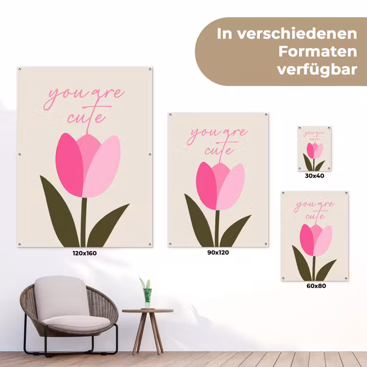 Tulp - Roze - Valentijn - Bloem tuinposter los doek klein -Xsfeer9_DE