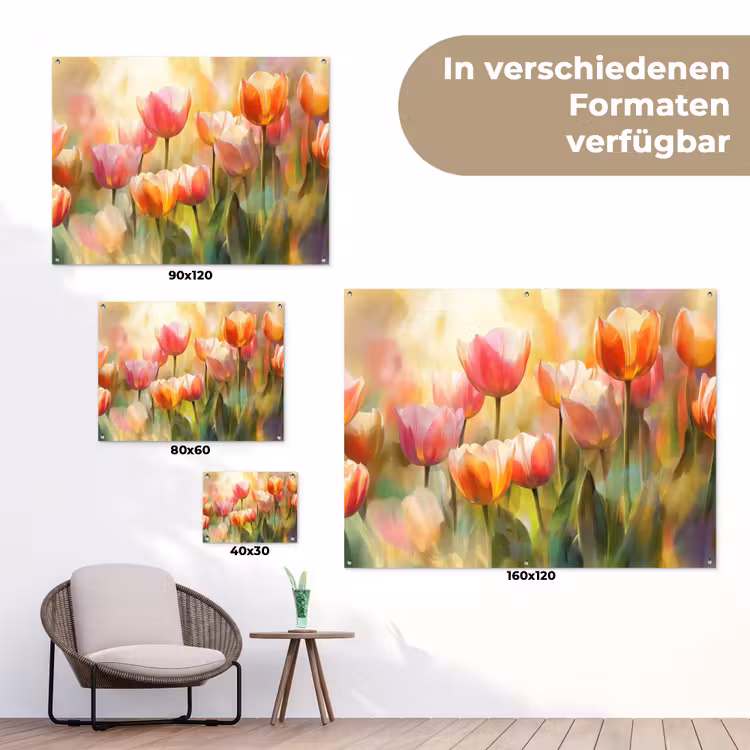 Tulpen - Sprookjesachtig - Kleurrijk tuinposter los doek klein -Xsfeer9_DE