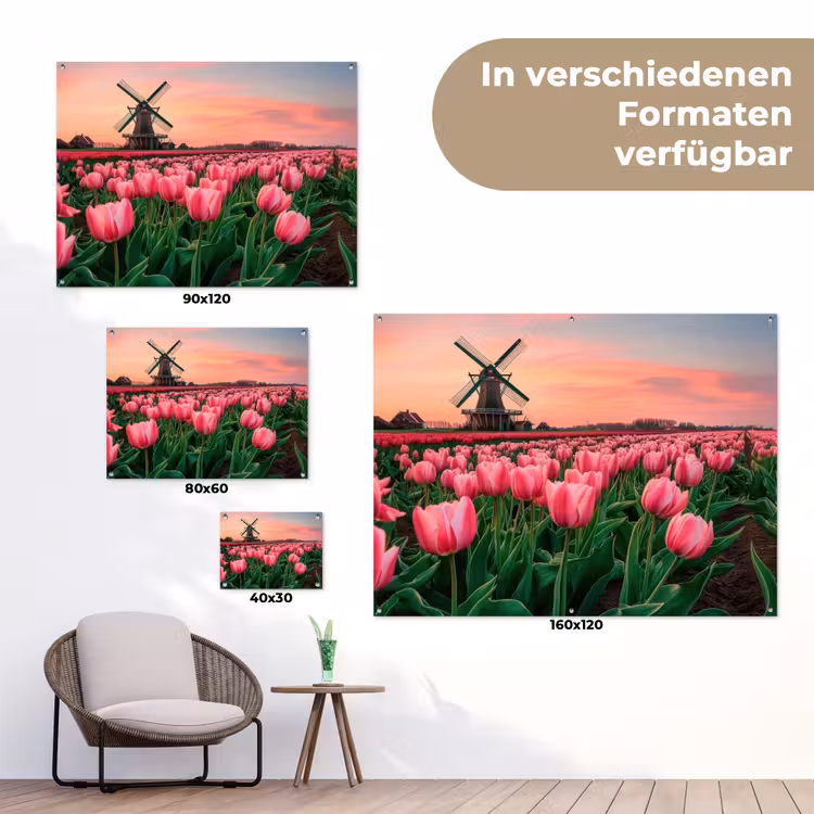 Tulpen - Molen - Nederland tuinposter los doek klein -Xsfeer9_DE