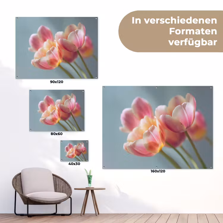 Tulpen - Roze - Stelen tuinposter los doek klein -Xsfeer9_DE