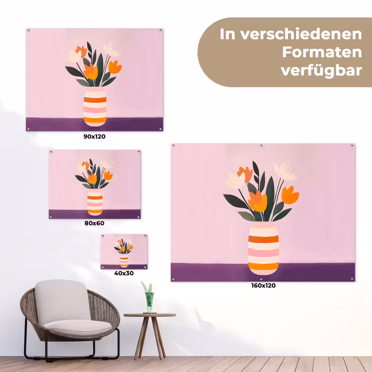 Tulpen - Vaas - Strepen - Paars tuinposter los doek klein -Xsfeer9_DE