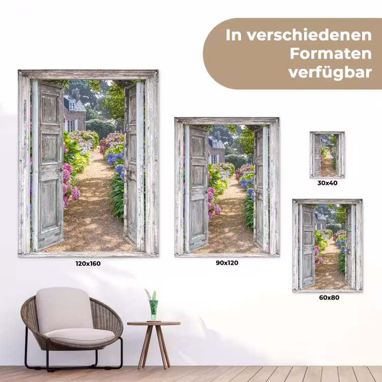 Deur naar een bloementuin tuinposter los doek klein -Xsfeer9_DE