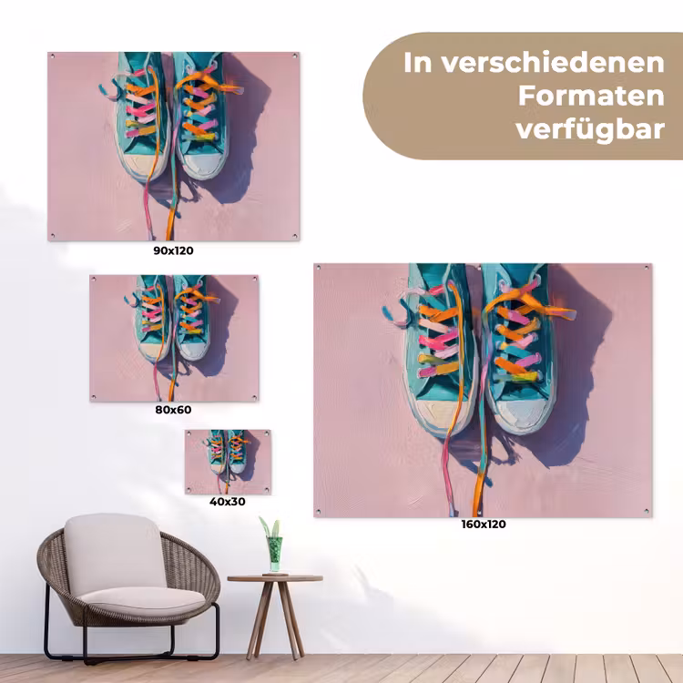 Sneakers - Veters - Kleurrijk - Schaduw tuinposter los doek klein -Xsfeer9_DE