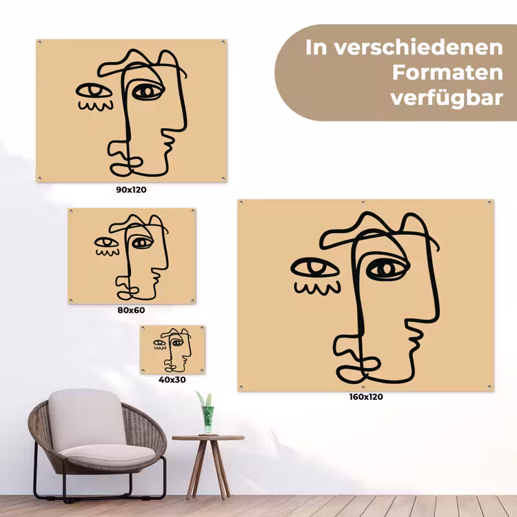 Overlappende profielen - Lichtbruin - Zwart tuinposter los doek klein -Xsfeer9_DE