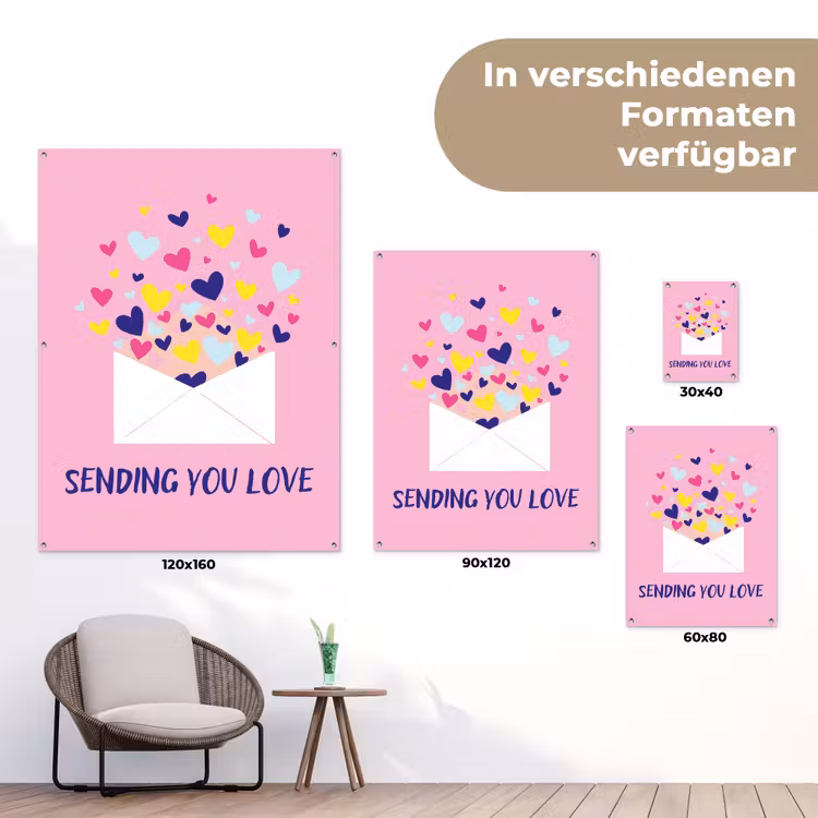 Envelop - Love - Hartjes - Valentijn tuinposter los doek klein -Xsfeer9_DE