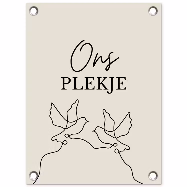 Ons Plekje met Vogels tuinposter los doek klein -3d