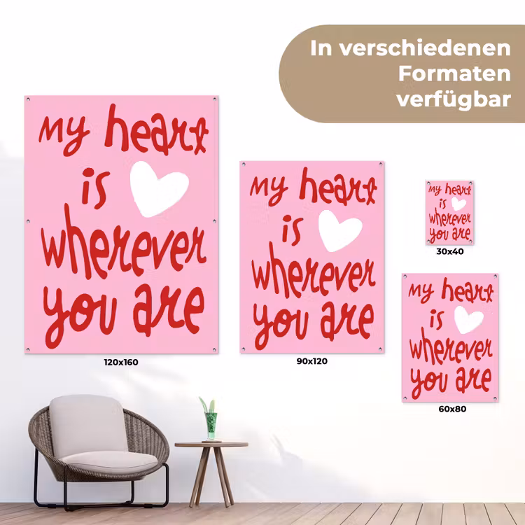 Valentijn - Hart - Liefde - Roze tuinposter los doek klein -Xsfeer9_DE