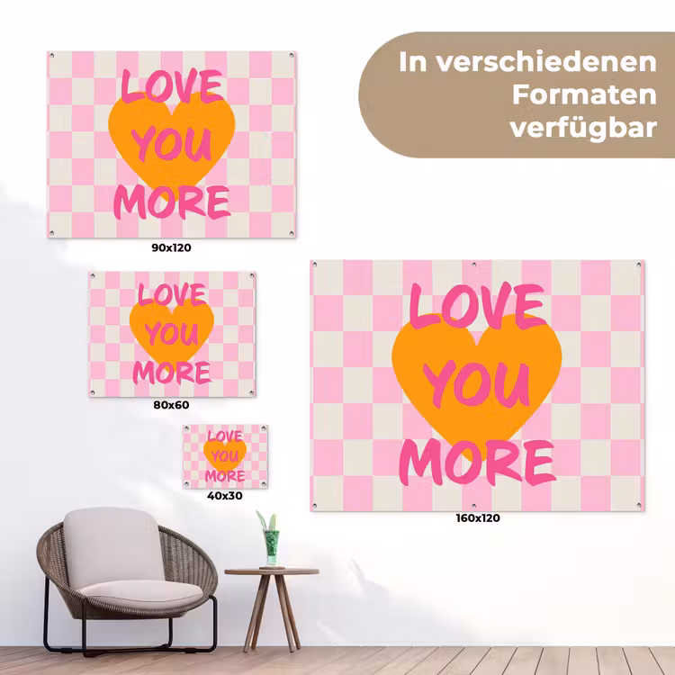 Valentijn - Love - Roze - Oranje tuinposter los doek klein -Xsfeer9_DE