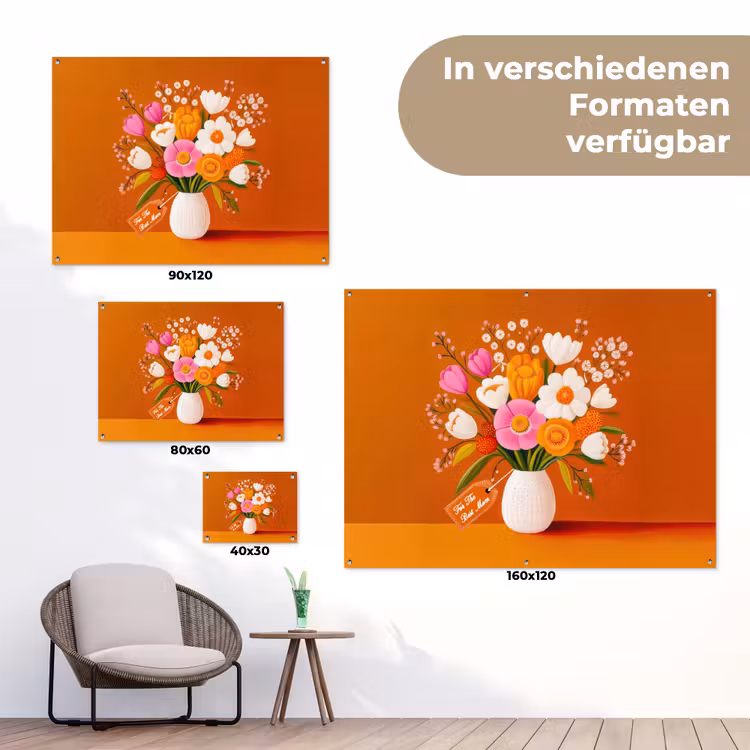Vaas - Bloemen - Oranje tuinposter los doek klein -Xsfeer9_DE