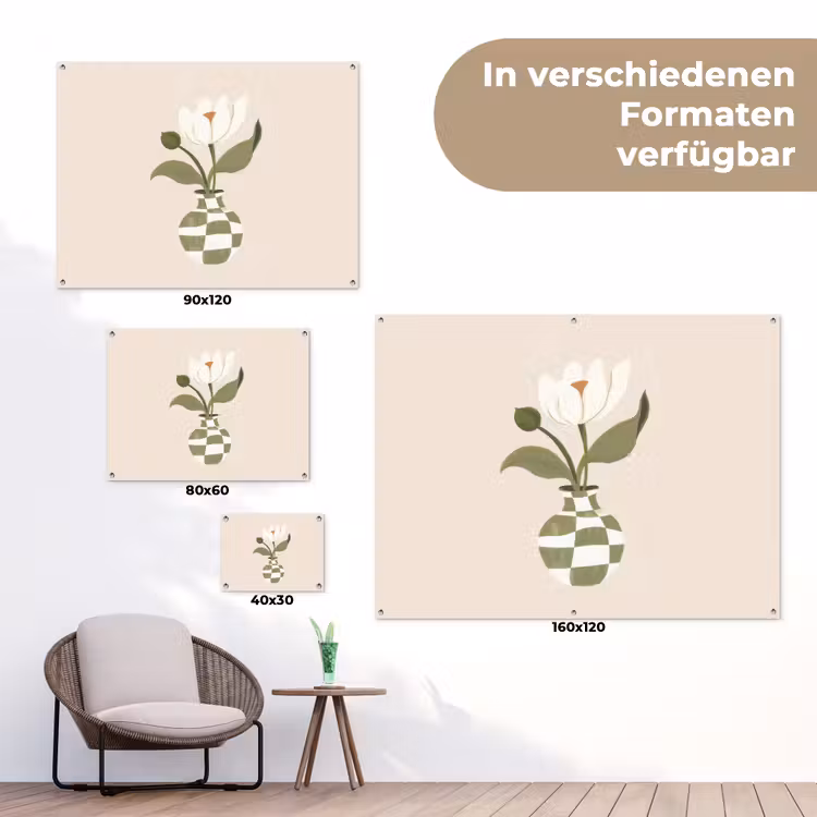 Vaas - Geruit - Bloem - Groen tuinposter los doek klein -Xsfeer9_DE