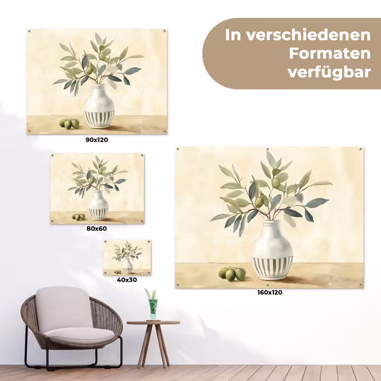 Vaas - Keramiek - Olijftakken tuinposter los doek klein -Xsfeer9_DE