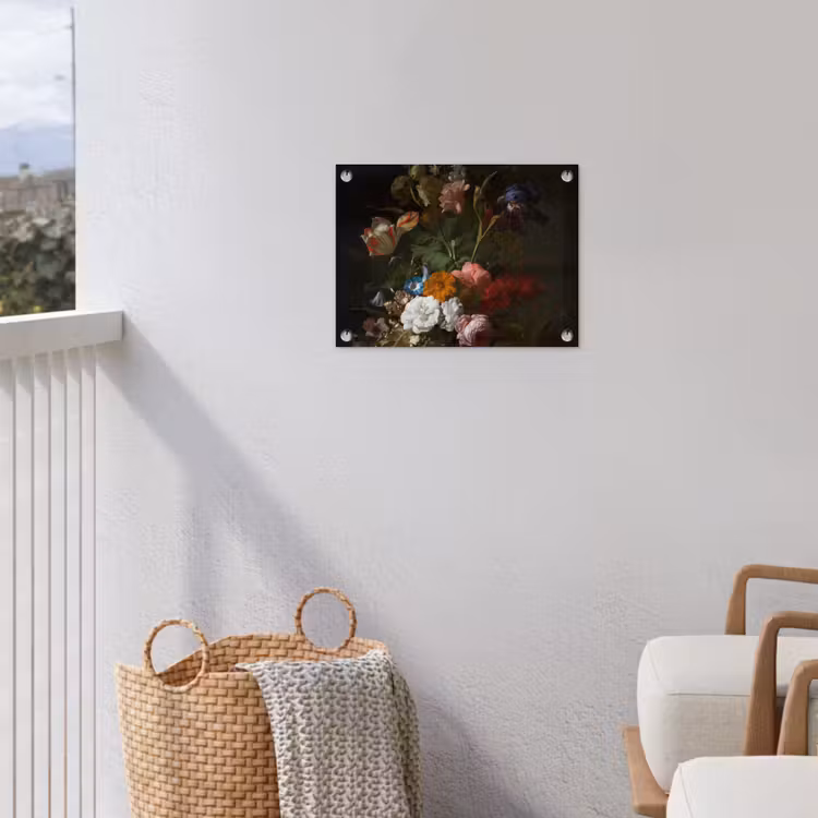 Vaas met bloemen - Schilderij van Rachel Ruysch tuinposter los doek klein -sfeer8