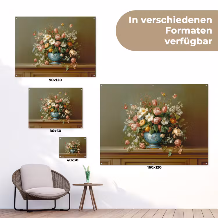 Vaas - Pastel - Kleuren - Bloemen tuinposter los doek klein -Xsfeer9_DE