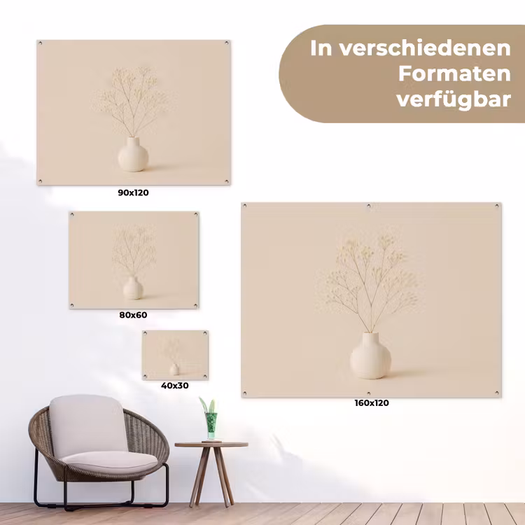 Vaas - Takken - Bloemetjes - Wit tuinposter los doek klein -Xsfeer9_DE
