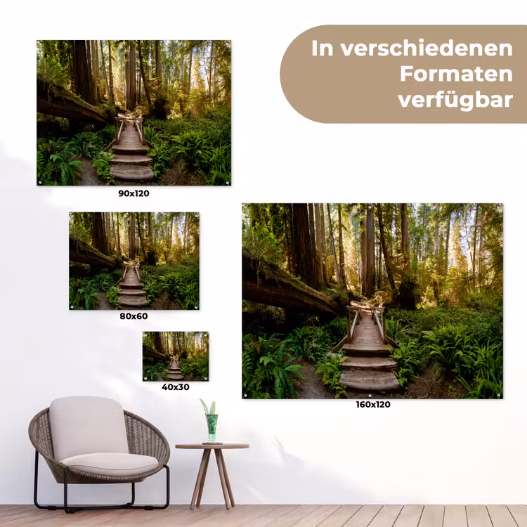 Verloren Brug in het Woud tuinposter los doek klein -Xsfeer9_DE