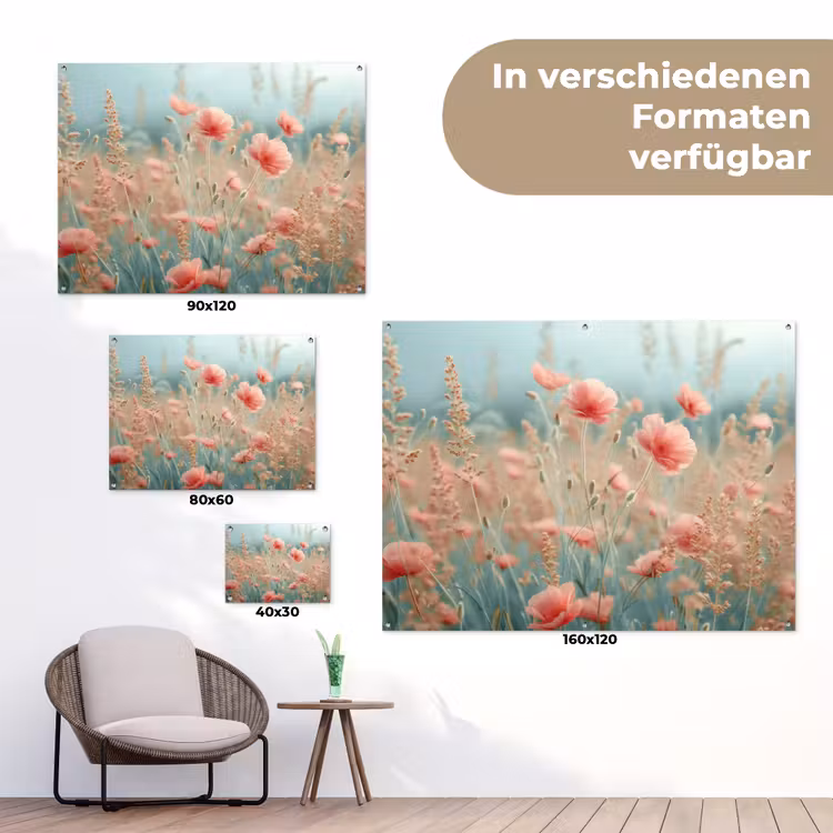 Dromerig veld van klaprozen tuinposter los doek klein -Xsfeer9_DE