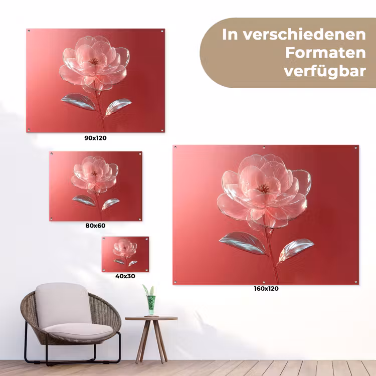 Sierlijk - Bloem - Roze - Glazen tuinposter los doek klein -Xsfeer9_DE