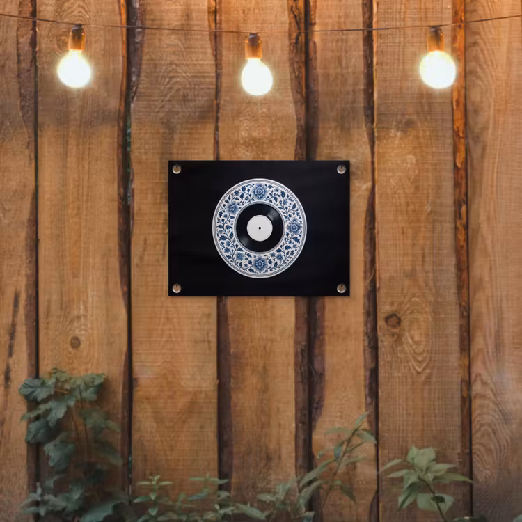 Vinyl - LP - Delfts Blauw - Muziek tuinposter los doek klein -sfeer1