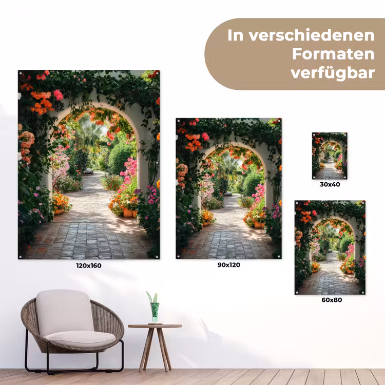 Doorkijk - Bloemen - Natuur - Bloementuin tuinposter los doek klein -Xsfeer9_DE