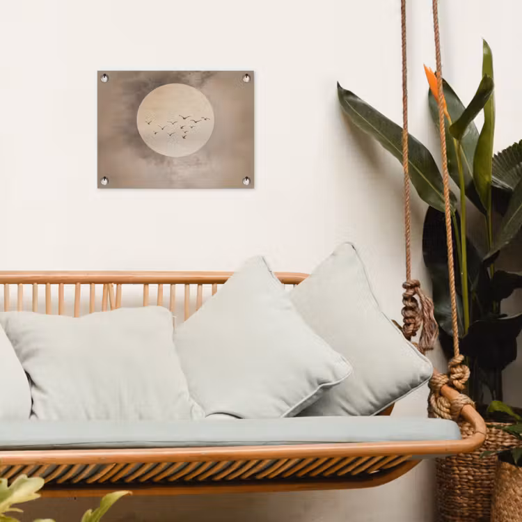 Vogel - Beige - Japandi tuinposter los doek klein -sfeer7