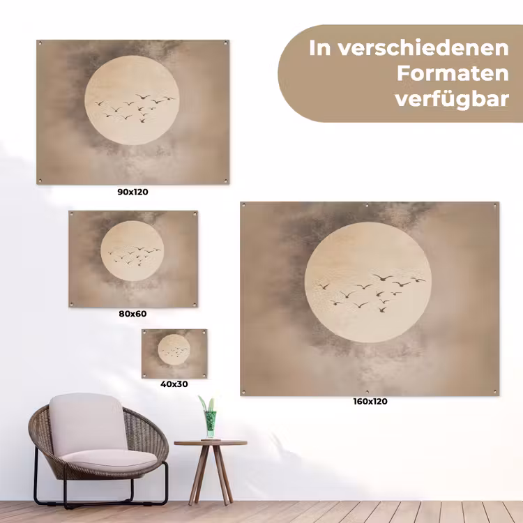 Vogel - Beige - Japandi tuinposter los doek klein -Xsfeer9_DE