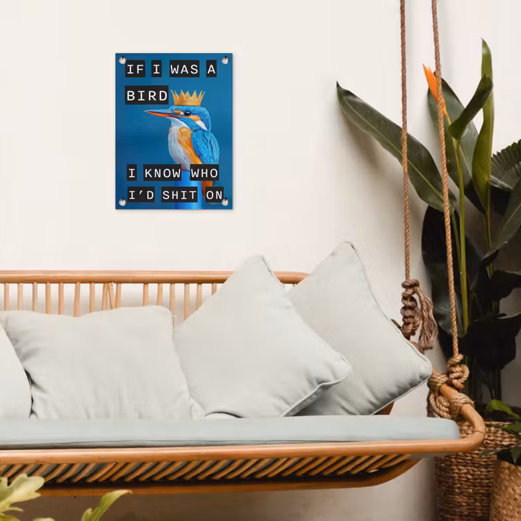 Vogel - Decoratie - Ijsvogel - Blauw tuinposter los doek klein -sfeer7