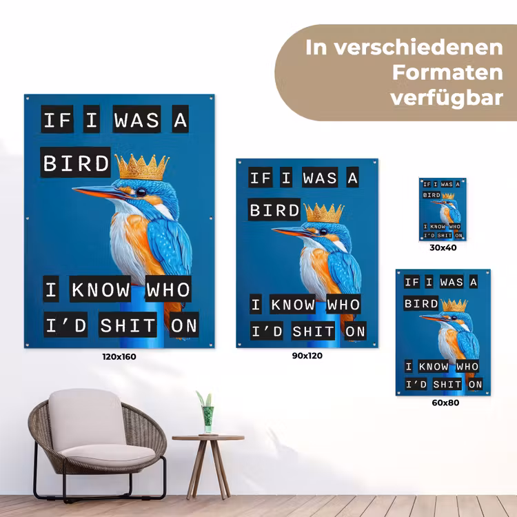 Vogel - Decoratie - Ijsvogel - Blauw tuinposter los doek klein -Xsfeer9_DE