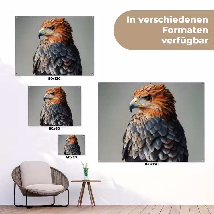 Vogel - Realistisch - Veren - Bruin tuinposter los doek klein -Xsfeer9_DE