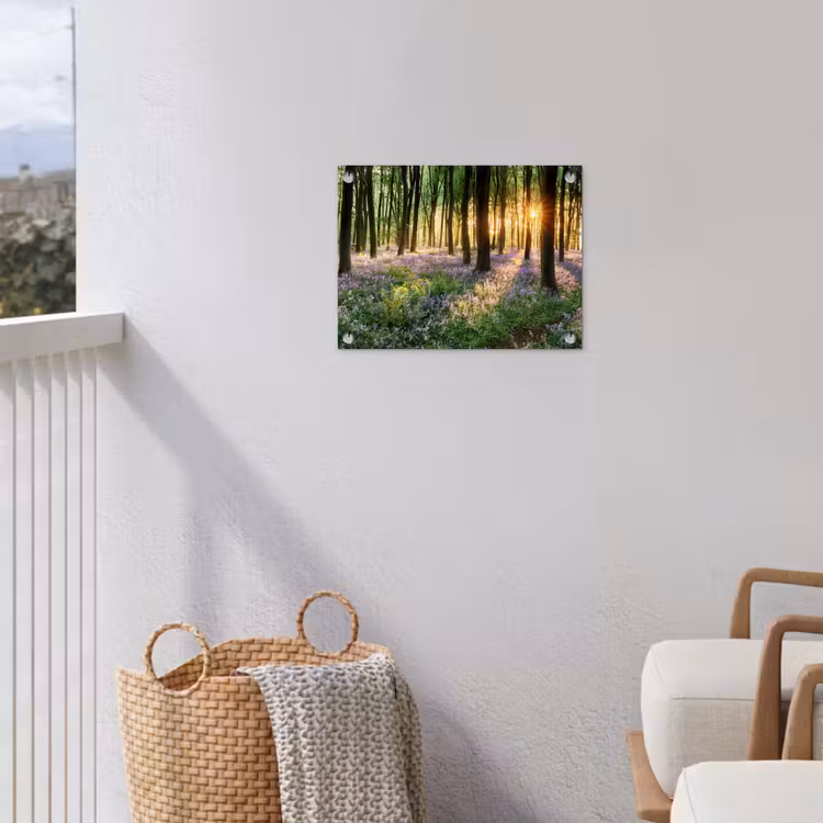 Bos - Bloemen - Lavendel - Zon - Paars - Natuur tuinposter los doek klein -sfeer8