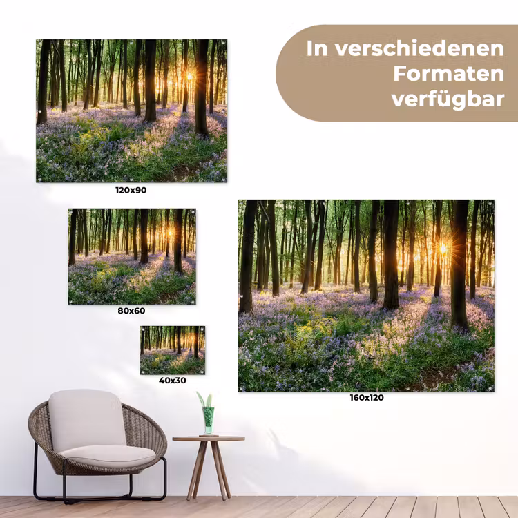 Bos - Bloemen - Lavendel - Zon - Paars - Natuur tuinposter los doek klein -Xsfeer9_DE
