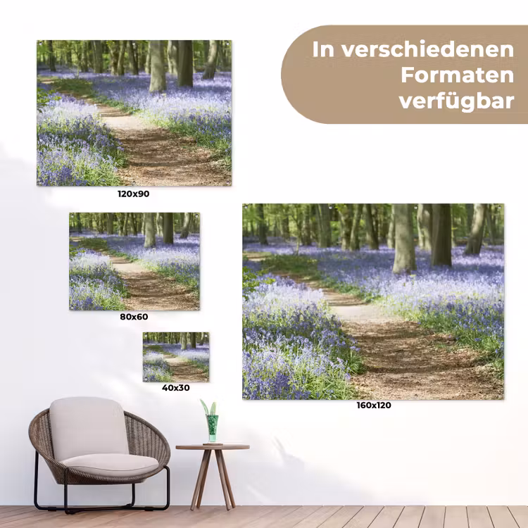 Bos - Pad - Bloemen - Paars - Groen - Natuur tuinposter los doek klein -Xsfeer9_DE