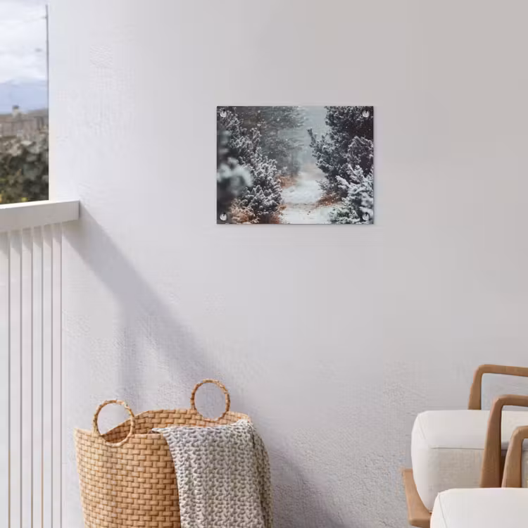 Bos - Winter - Bomen - Natuur - Pad - Sneeuw tuinposter los doek klein -sfeer8