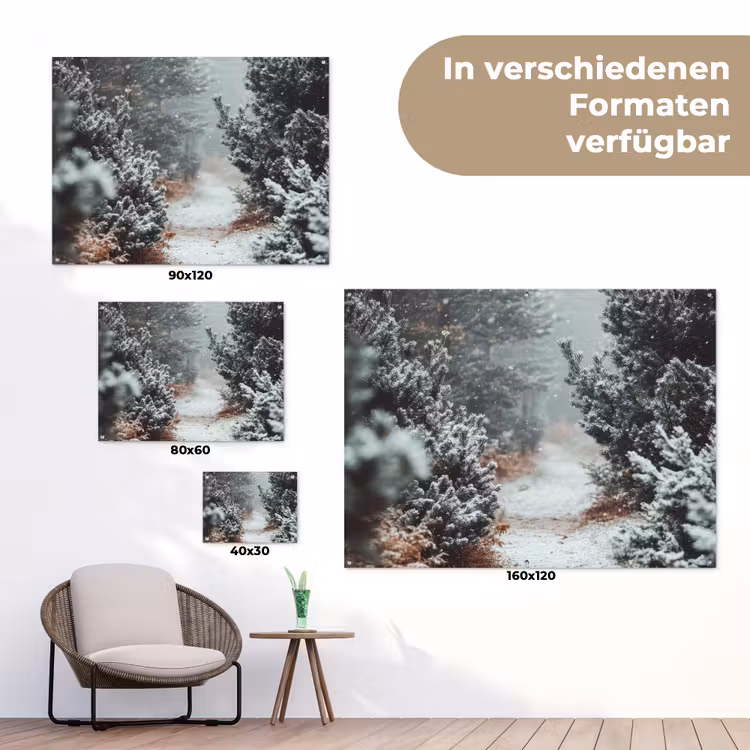 Bos - Winter - Bomen - Natuur - Pad - Sneeuw tuinposter los doek klein -Xsfeer9_DE