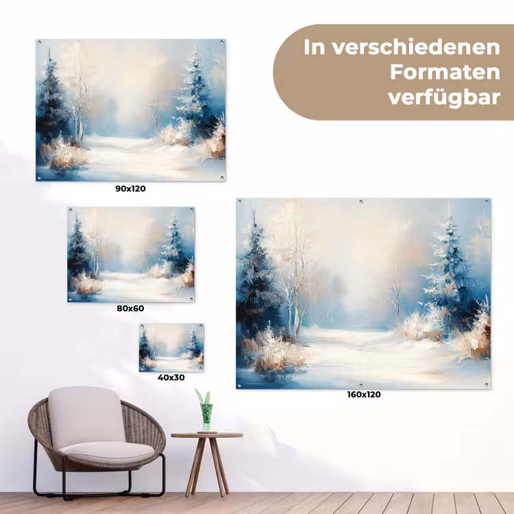 Bos - Winter - Natuur - Abstract - Sneeuw tuinposter los doek klein -Xsfeer9_DE