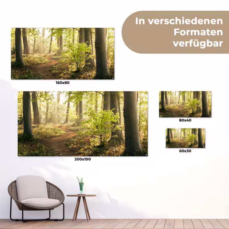 Bospad bij zonsopgang tuinposter los doek klein -Xsfeer9_DE