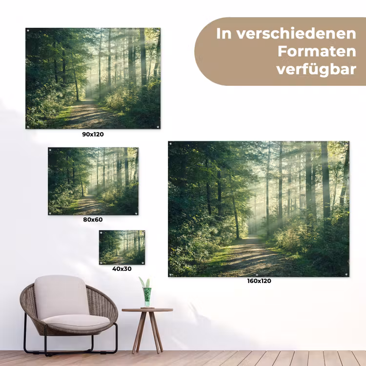 Bosweg in ochtendlicht tuinposter los doek klein -Xsfeer9_DE