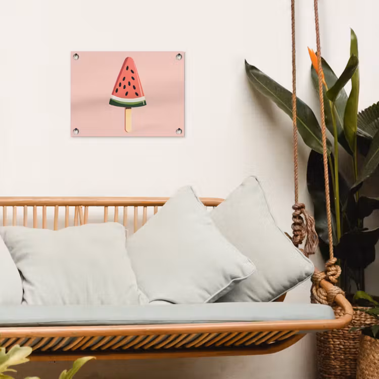 Watermeloen - Ijsje - Pitjes - Rood tuinposter los doek klein -sfeer7