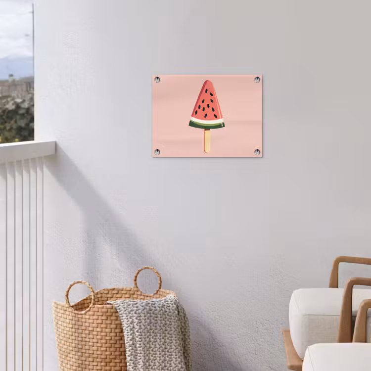 Watermeloen - Ijsje - Pitjes - Rood tuinposter los doek klein -sfeer8