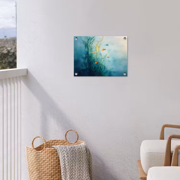 Waterplanten - Vissen - Kleurrijk - Water tuinposter los doek klein -sfeer8
