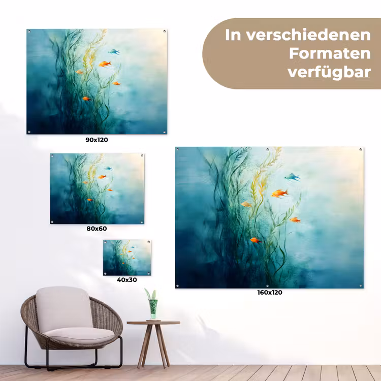 Waterplanten - Vissen - Kleurrijk - Water tuinposter los doek klein -Xsfeer9_DE