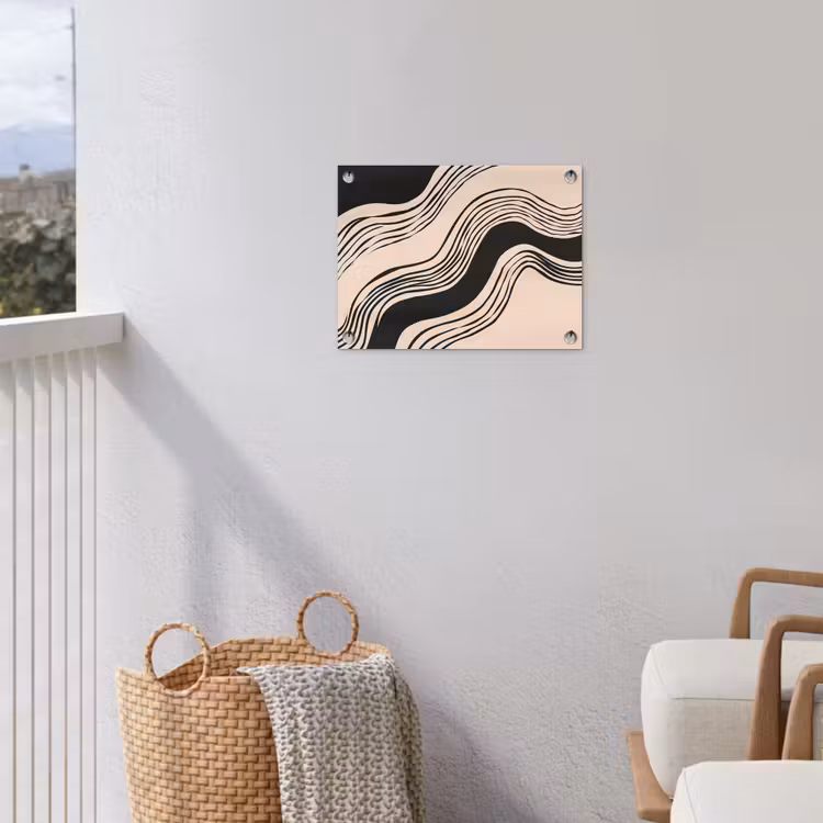 Golven - Zwart - Zandkleur tuinposter los doek klein -sfeer8