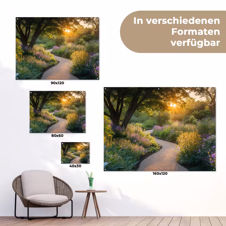 Pad - Bloemen - Park tuinposter los doek klein -Xsfeer9_DE