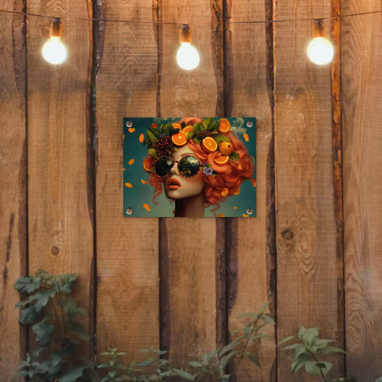 Vrouw - Sinaasappel - Bessen - Oranje tuinposter los doek klein -sfeer1