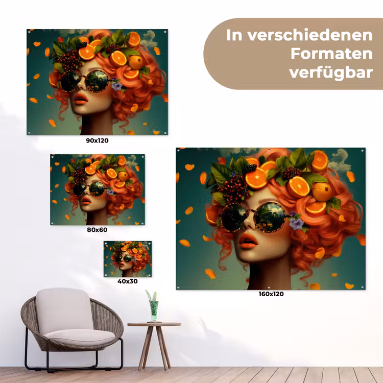 Vrouw - Sinaasappel - Bessen - Oranje tuinposter los doek klein -Xsfeer9_DE